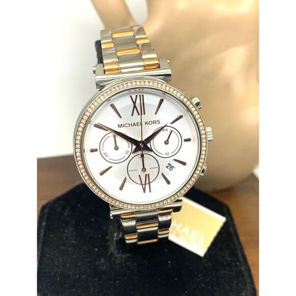 Michael Kors Women\'s Watch MK6558 Sofie Quartz Chronograph Rose Gold Steel 39mm